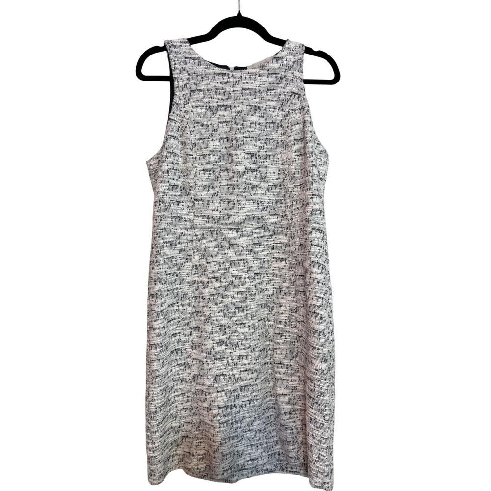 LOFT Petites Black White Tweed Sheath‎ Dress Sleeveless Exposed Zipper 10P
